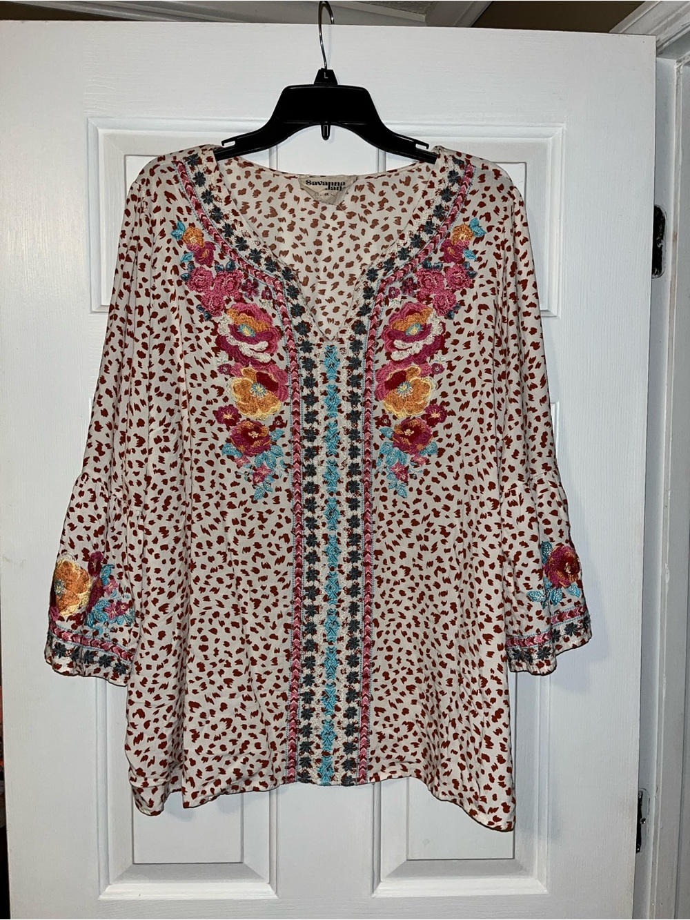Savanna Jane Cream Tunic with Pink, Teal & Yellow Embroidery - Picture 2 of 8
